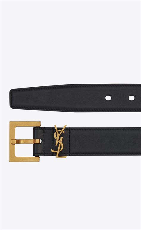 ysl belt buckles|YSL monogram leather belt.